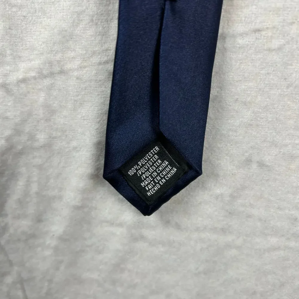 Perry Ellis Portfolio Men's 100% Polyester Solid Navy Blue Silk-Feel Tie